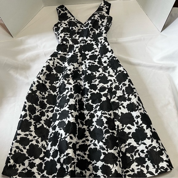 New Kate Spade Floral Soirée Dress- Black and White - Size OO - Picture 5 of 14